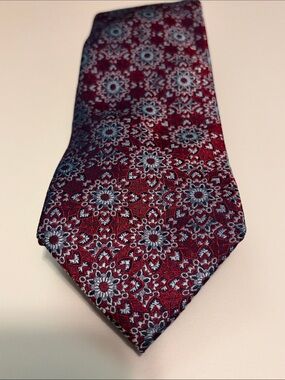 Jos. A. Banks Reserve Burgundy Floral Pattern Silk Tie